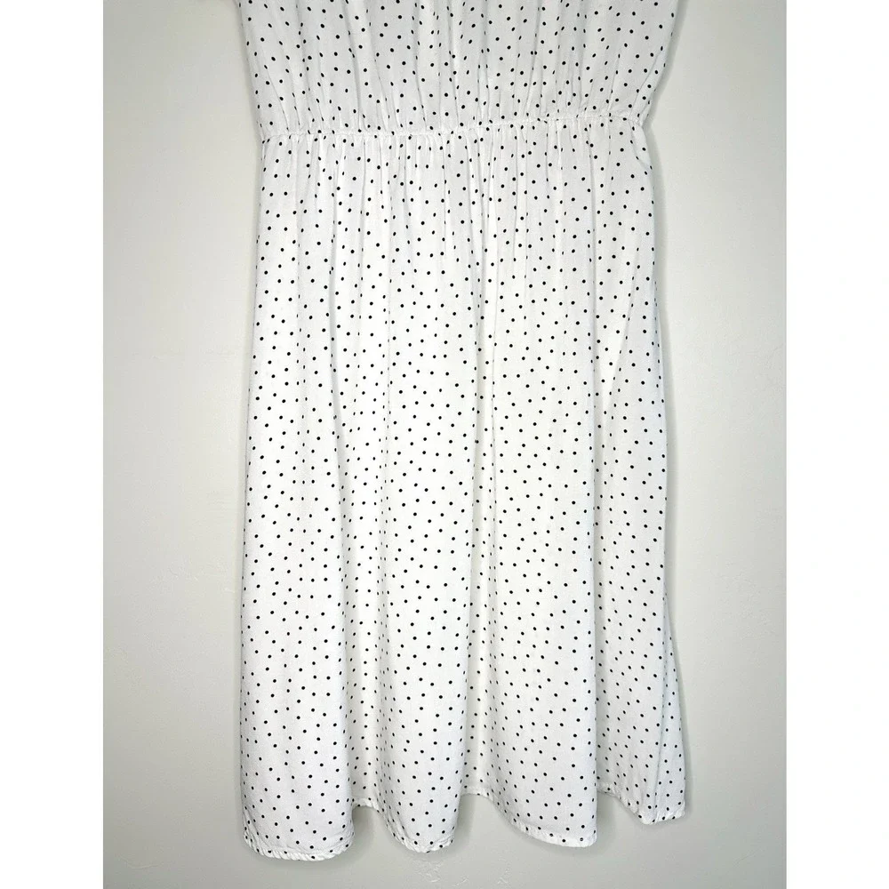 Bella Ella White Black Polka Dot Faux Wrap Dress Rayon S Summer Wedding Guest‎